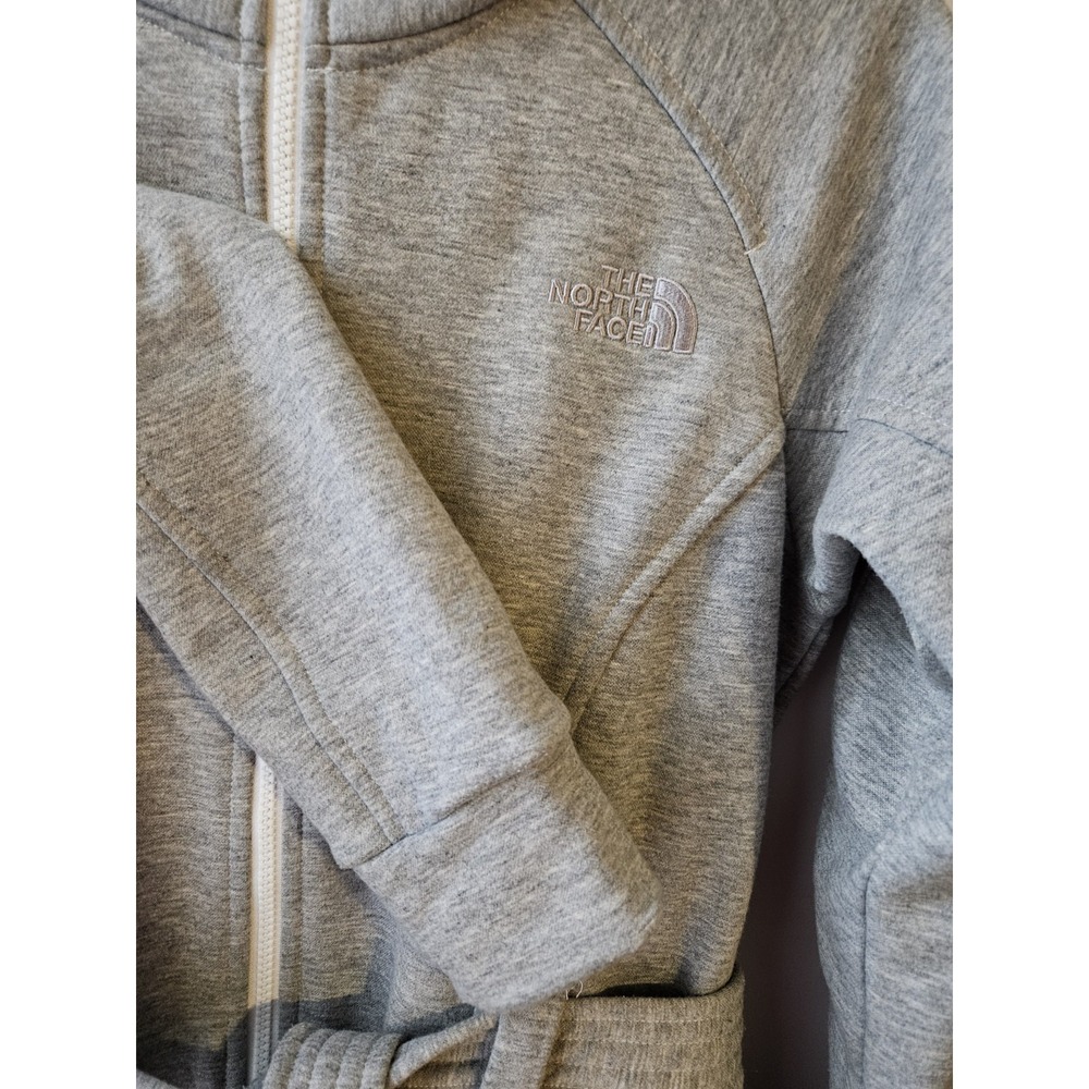 The North Face Women's Small Gray Full Zip Fleece Jacket Tie Waist Mock Neck - Picture 6 of 13
